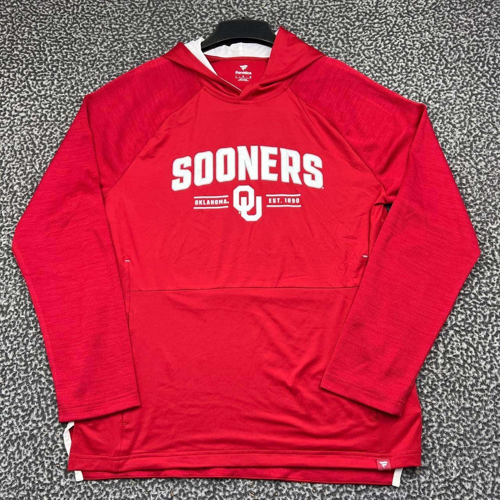 Oklahoma Sooners NCAA Hoodie Men Large Red Fanatics Pullover Long Sleeve New L